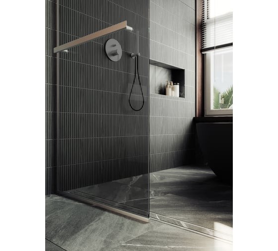 Душевая стенка MaybahGlass 195x89 / MGD-735-5у (графитовое стекло/хром матовый)