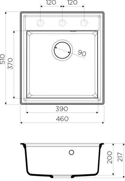 Мойка кухонная Omoikiri Daisen 46-BL черный