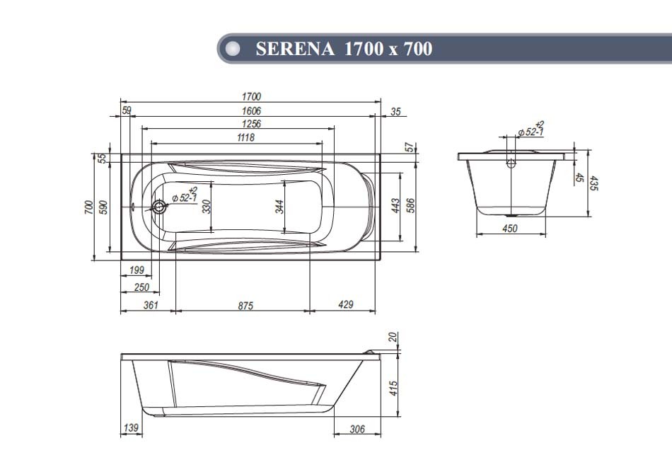 Ванна акриловая VentoSpa Serena 170x70