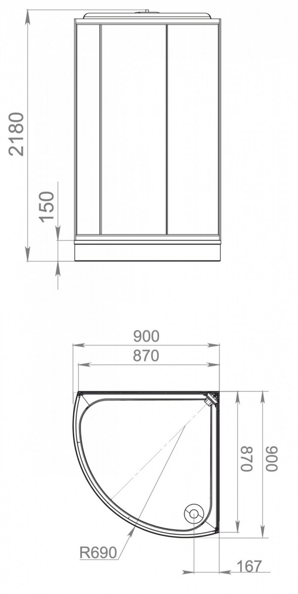 Душевая кабина Domani-Spa Simple 99 90х90 DS01Sm99LGrCl00.Gt-V1.2-Black