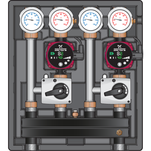 Насосная группа Meibes Kombimix MK (ST)/MK (ST)) с насосом Grundfos UPSO 15-65